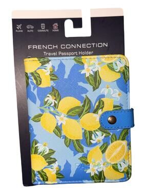 French Connection Floral Lemons Travel Wallet Passport Holder NEW